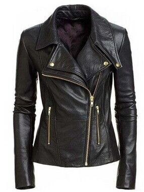 Danier Black Leather Moto Jacket with Gold Hardware